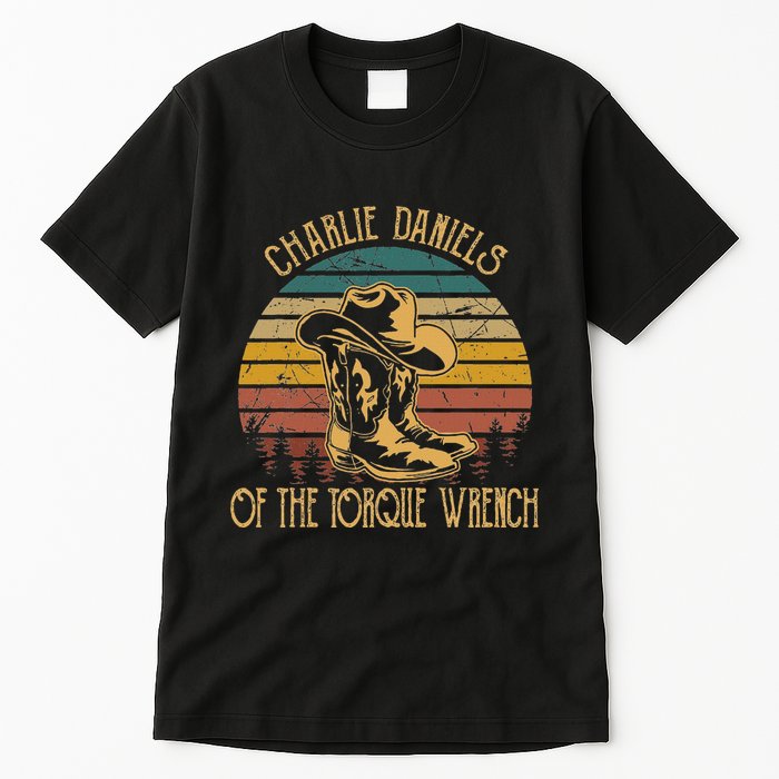 Charlie Daniels Of The Torque Wrench Sunset Boots Hats Tall T-Shirt