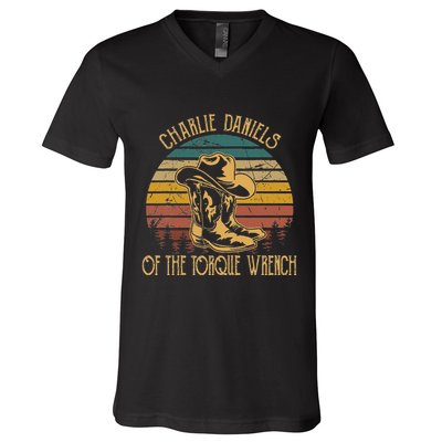 Charlie Daniels Of The Torque Wrench Sunset Boots Hats V-Neck T-Shirt