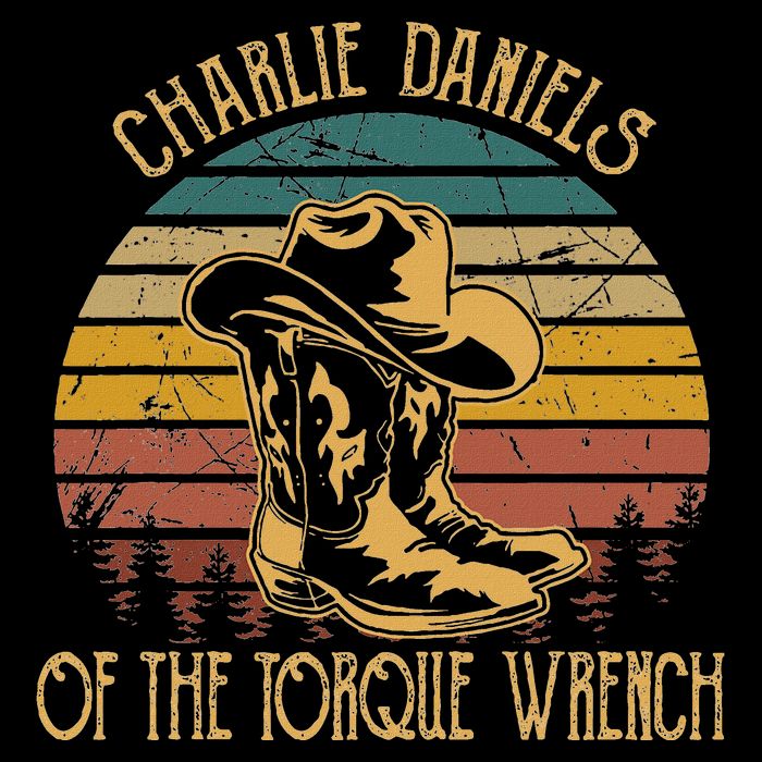 Charlie Daniels Of The Torque Wrench Sunset Boots Hats 7-Panel Snapback Hat
