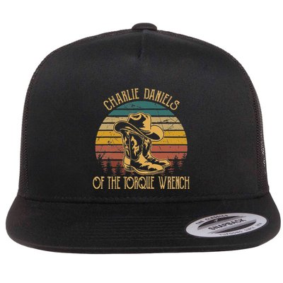 Charlie Daniels Of The Torque Wrench Sunset Boots Hats Flatbill Hat