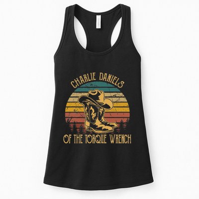 Charlie Daniels Of The Torque Wrench Sunset Boots Hats Womens Tank Top