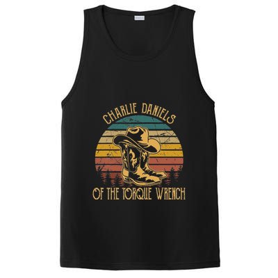 Charlie Daniels Of The Torque Wrench Sunset Boots Hats PosiCharge Competitor Tank