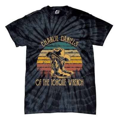 Charlie Daniels Of The Torque Wrench Sunset Boots Hats Tie-Dye T-Shirt