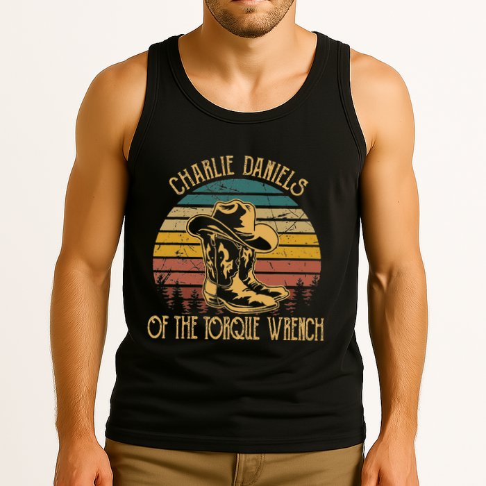 Charlie Daniels Of The Torque Wrench Sunset Boots Hats Tank Top