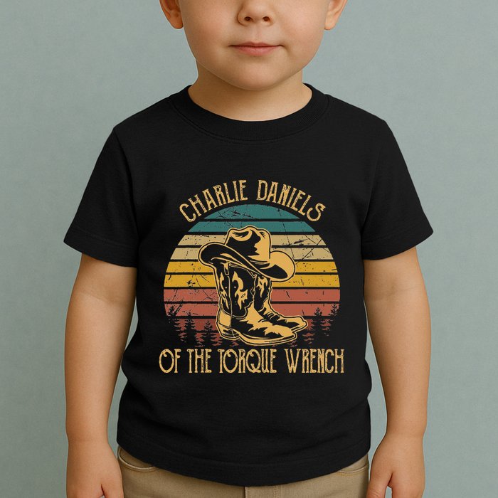 Charlie Daniels Of The Torque Wrench Sunset Boots Hats Toddler T-Shirt