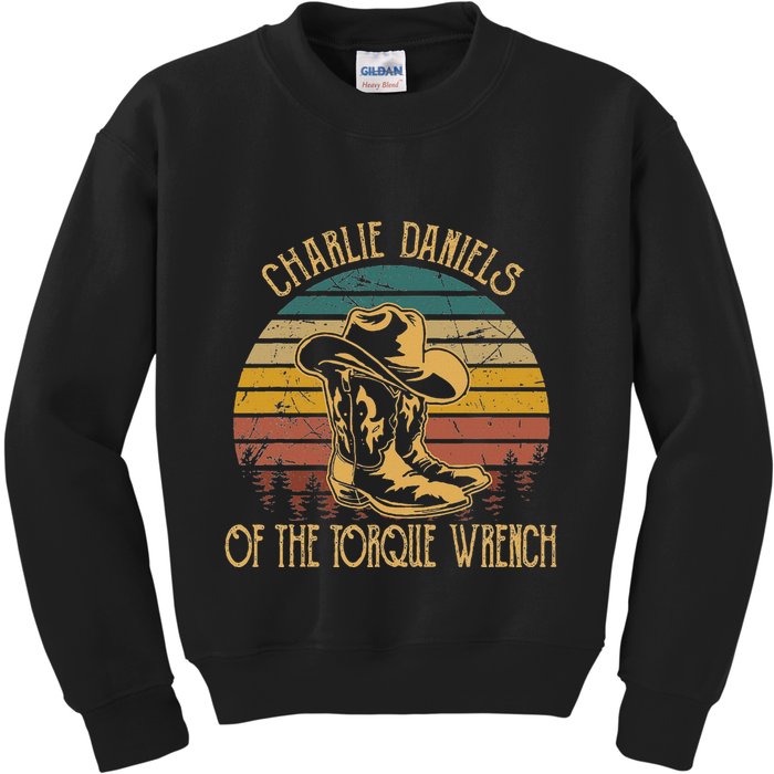 Charlie Daniels Of The Torque Wrench Sunset Boots Hats Kids Sweatshirt