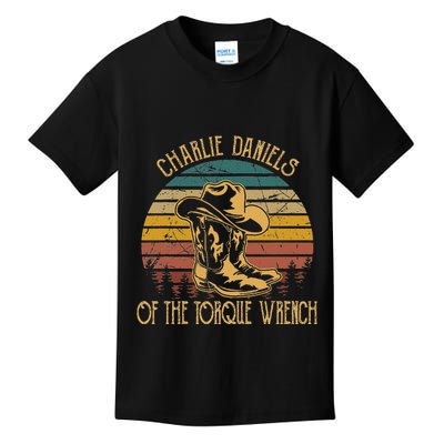 Charlie Daniels Of The Torque Wrench Sunset Boots Hats Kids T-Shirt
