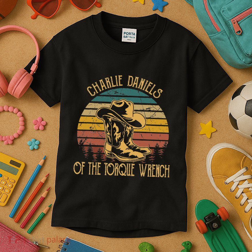 Charlie Daniels Of The Torque Wrench Sunset Boots Hats Kids T-Shirt