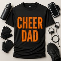 Cheer Dad Orange And Black Cheerleading Matching Parents Gift Cooling Performance Crew T-Shirt