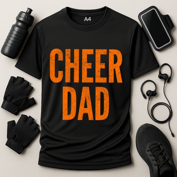 Cheer Dad Orange And Black Cheerleading Matching Parents Gift Cooling Performance Crew T-Shirt