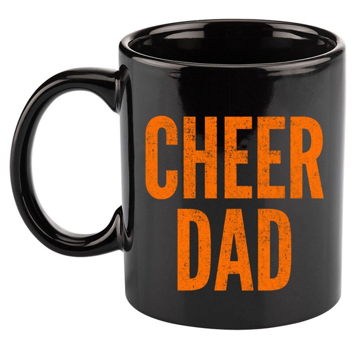 Cheer Dad Orange And Black Cheerleading Matching Parents Gift 11oz C Handle Ceramic Mug