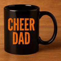 Cheer Dad Orange And Black Cheerleading Matching Parents Gift 11oz C Handle Ceramic Mug