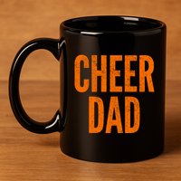 Cheer Dad Orange And Black Cheerleading Matching Parents Gift 11oz C Handle Ceramic Mug