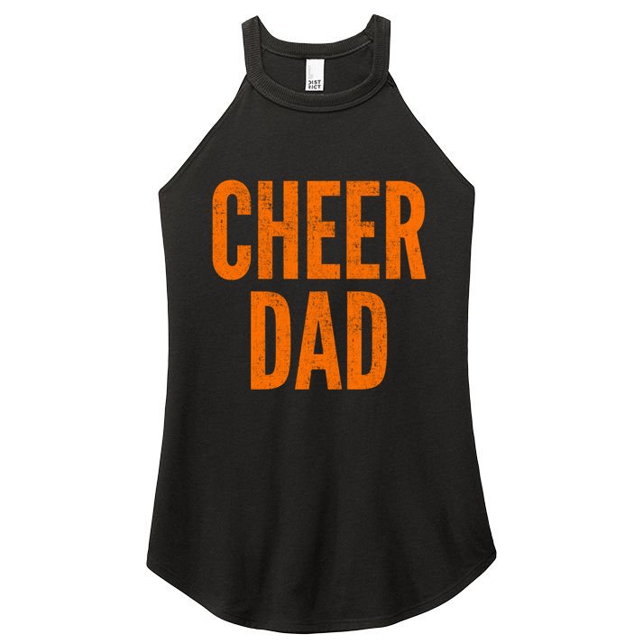 Cheer Dad Orange And Black Cheerleading Matching Parents Gift Women's Perfect Tri Rocker Tank