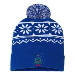 Christmas Day Outfit Happy Birthday Jesus Holiday Funny Gift USA-Made Snowflake Beanie