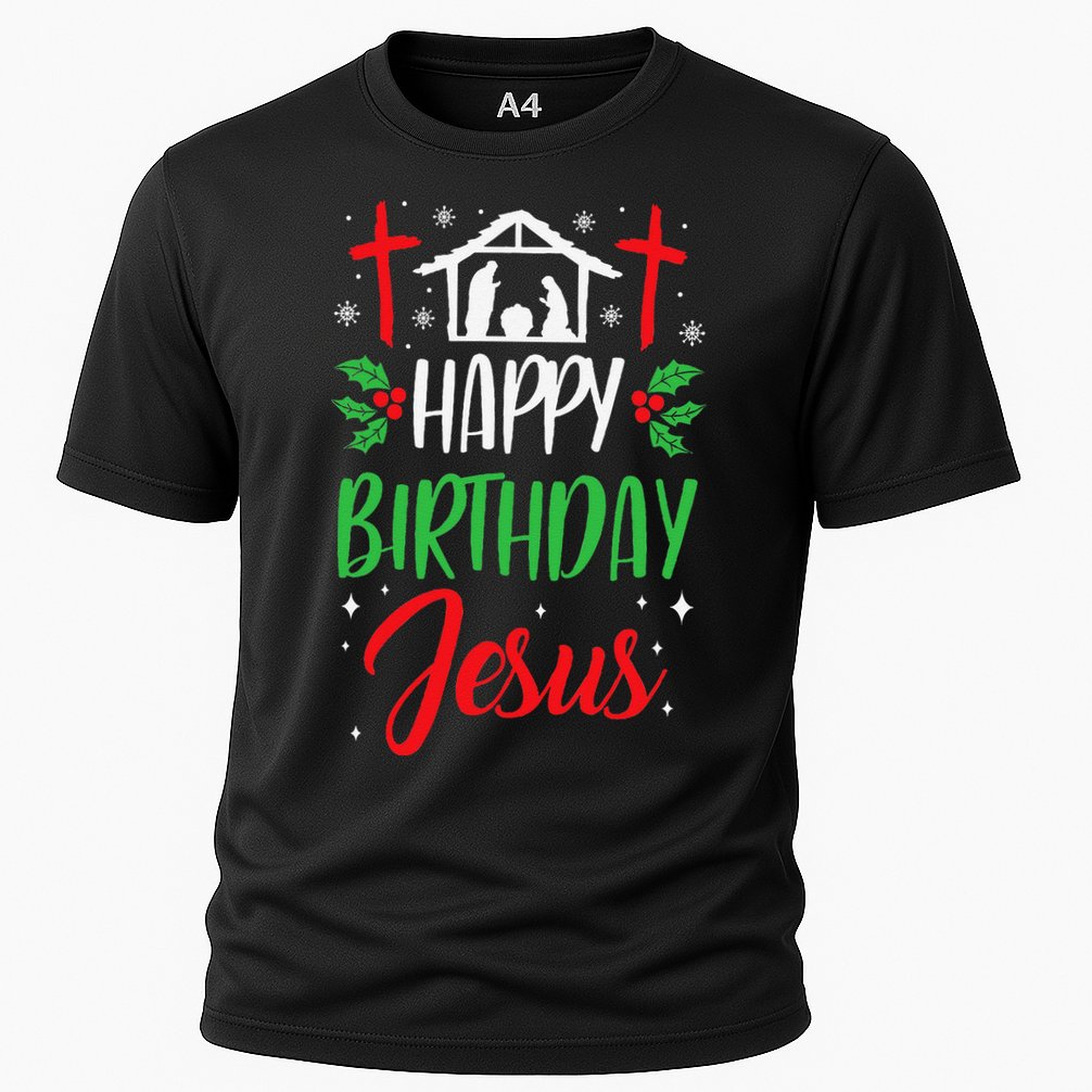 Christmas Day Outfit Happy Birthday Jesus Holiday Cooling Performance Crew T-Shirt