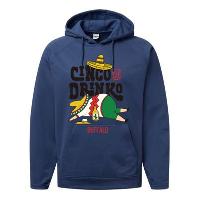 Cinco De O Fiesta On Cinco De Mayo In Buffalo Gift Performance Fleece Hoodie