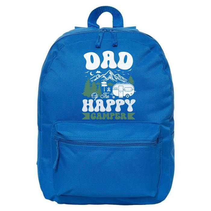 Cute Dad Of The Happy Camper Camping Trip Gift 16 in Basic Backpack