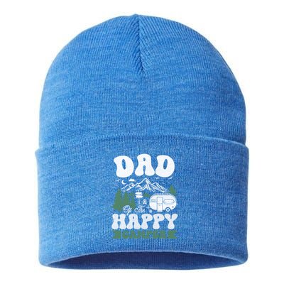 Cute Dad Of The Happy Camper Camping Trip Gift Sustainable Knit Beanie