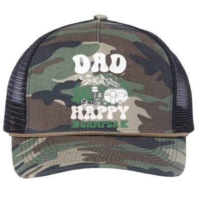 Cute Dad Of The Happy Camper Camping Trip Gift Retro Rope Trucker Hat Cap