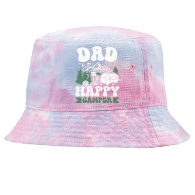 Cute Dad Of The Happy Camper Camping Trip Gift Tie-Dyed Bucket Hat