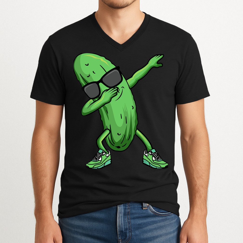 Cucumber Dabbing Pickle Dancing Lover V-Neck T-Shirt