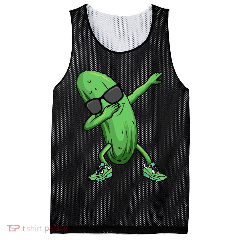 Cucumber Dabbing Pickle Dancing Lover Mesh Reversible Basketball Jersey Tank