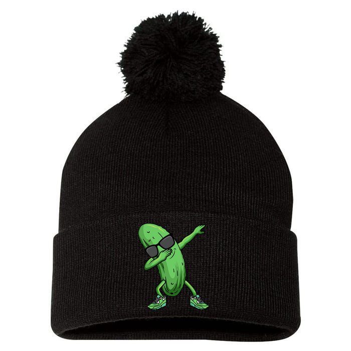 Cucumber Dabbing Pickle Dancing Lover Pom Pom 12in Knit Beanie