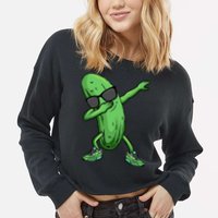 Cucumber Dabbing Pickle Dancing Lover Cropped Pullover Crew