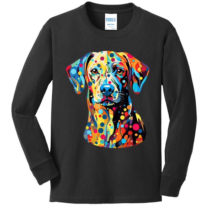 Colorful Dog Pop Art With Polka Dot International Dot Day Kids Long Sleeve Shirt