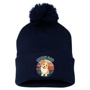 Corgi Dad Pembroke Welsh Corgi Dog Lovers Owner Doggy Doggo Pom Pom 12in Knit Beanie