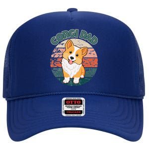 Corgi Dad Pembroke Welsh Corgi Dog Lovers Owner Doggy Doggo High Crown Mesh Back Trucker Hat