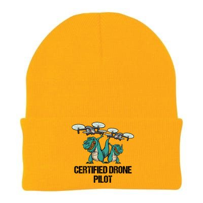 Certified Drone Pilot Trex Dinosaur Fathers Funny Gift Knit Cap Winter Beanie