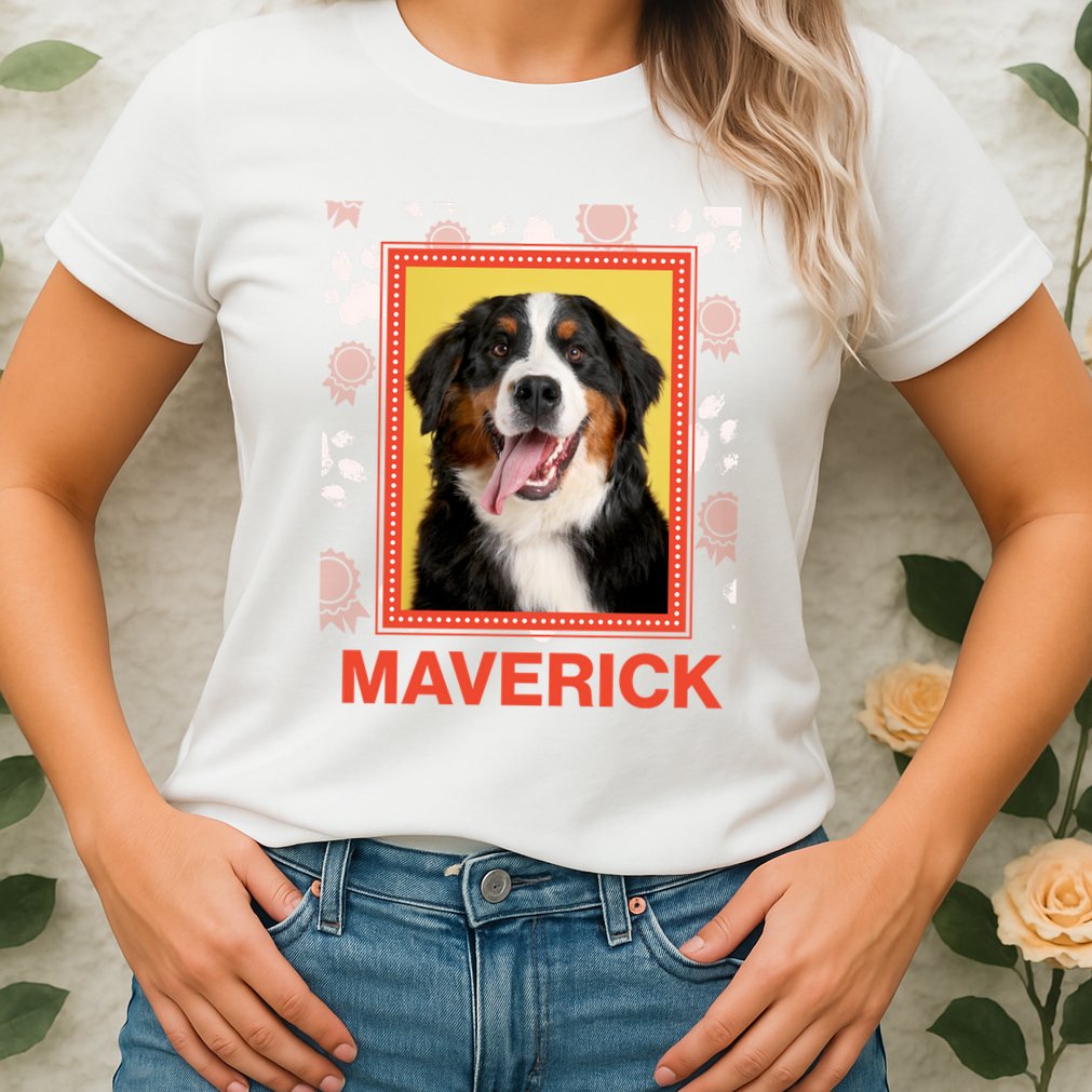 Custom Dog Pet Personalize Picture Photo Name Womens T-Shirt