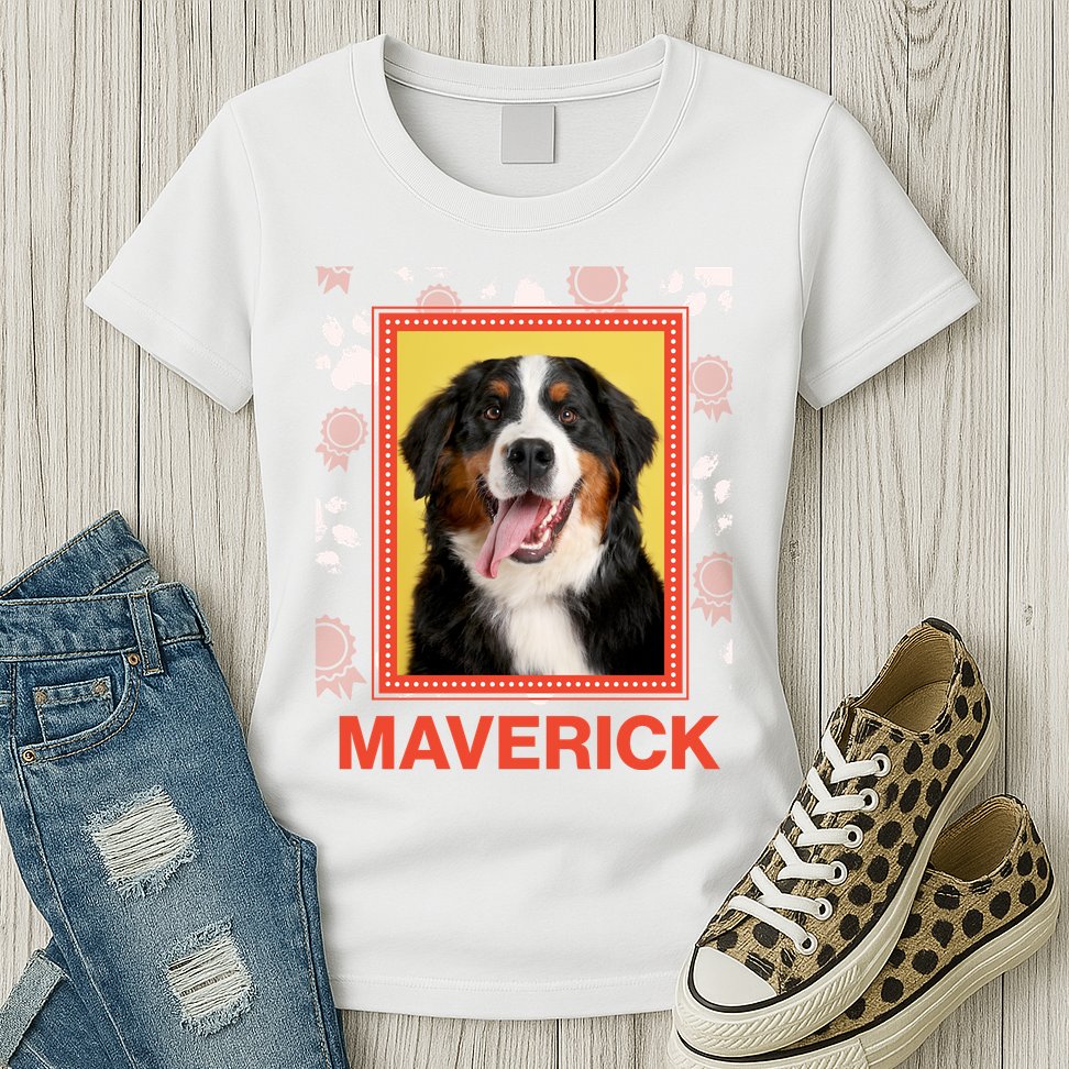 Custom Dog Pet Personalize Picture Photo Name Womens T-Shirt