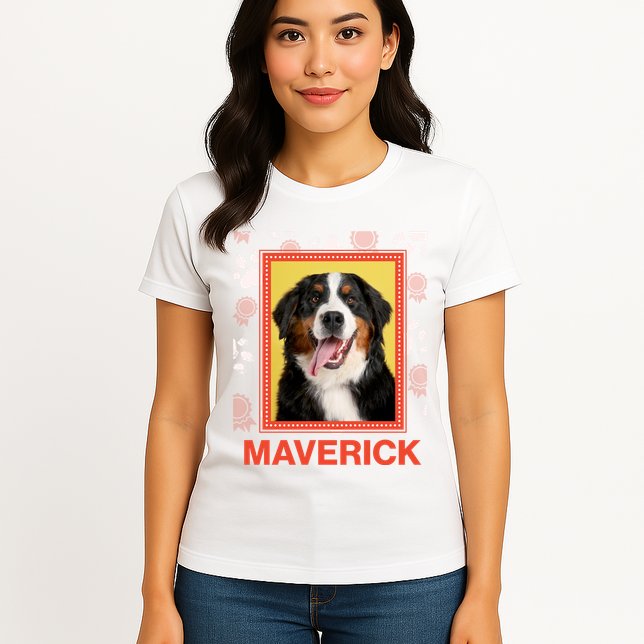 Custom Dog Pet Personalize Picture Photo Name Womens T-Shirt