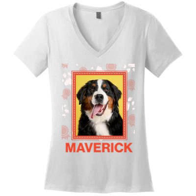 Custom Dog Pet Personalize Picture Photo Name Women's V-Neck T-Shirt