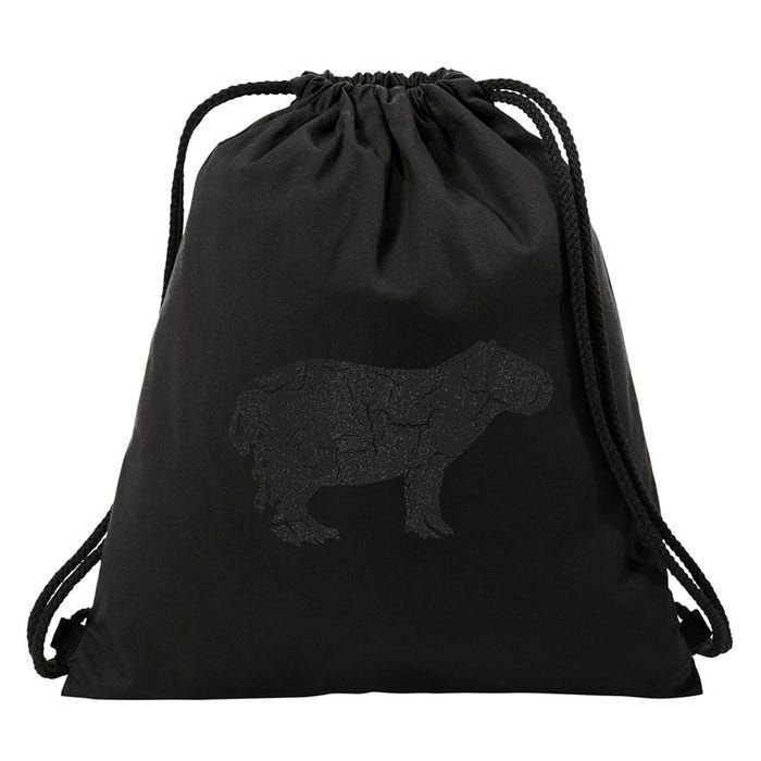 Capybara Distressed Print Vintage Capybara Drawstring Bag