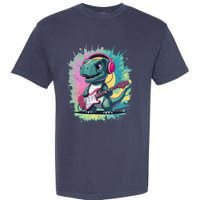 Cute Dinosaur Playing A Guitar Garment-Dyed Heavyweight T-Shirt