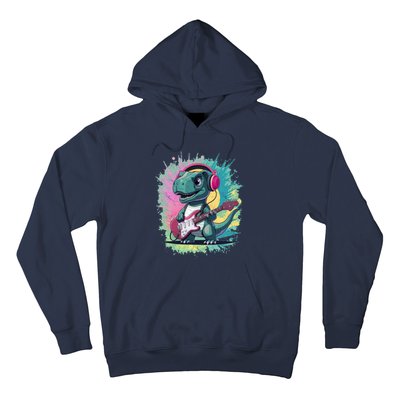 Cute Dinosaur Playing A Guitar Hoodie