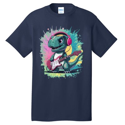 Cute Dinosaur Playing A Guitar Tall T-Shirt