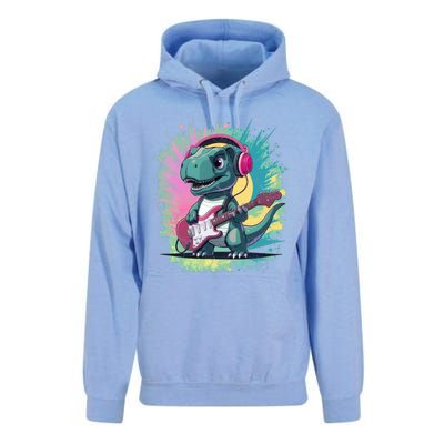 Cute Dinosaur Playing A Guitar Unisex Surf Hoodie