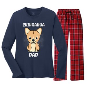 Chihuahua Dad Papa Daddy Pa Father Father’s Day Dog Lover Women's Long Sleeve Flannel Pajama Set 