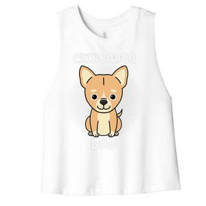 Chihuahua Dad Papa Daddy Pa Father Father’s Day Dog Lover Women's Racerback Cropped Tank