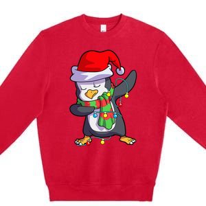 Christmas Dabbing Penguin Matching Family Premium Crewneck Sweatshirt