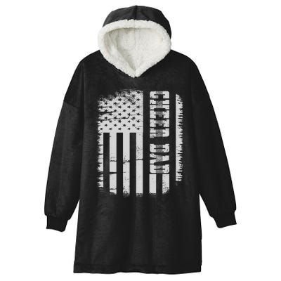 Cheer Dad Proud Cheerleading American Flag Best Cheer Dad Hooded Wearable Blanket