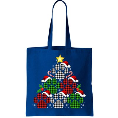 Cute Dog Paw Tree Santa Matching Family Pajamas Christmas Gift Tote Bag