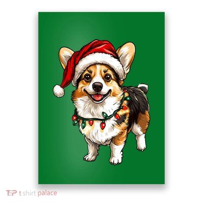 Christmas Dog Pembroke Welsh Corgi Santa Lights Xmas Gift Poster