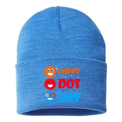 Cute Dot Pattern Art Smile September National Happy Dot Day Cute Gift Sustainable Knit Beanie