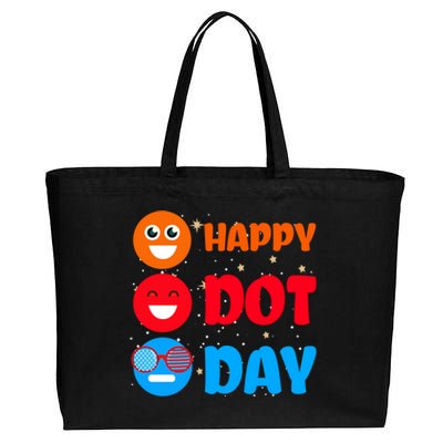 Cute Dot Pattern Art Smile September National Happy Dot Day Cute Gift Cotton Canvas Jumbo Tote